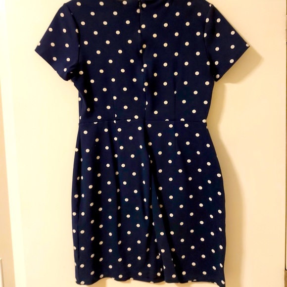 Navy Polka Dot Tshirt Dress - Picture 2 of 3